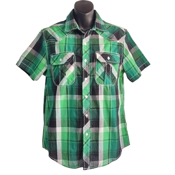 Route 66 Other - Route 66 Men's Green Black Plaid Button Down Shirt Size S